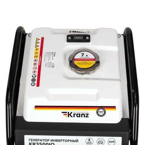 Генератор инверторный KR3500IO 3.5кВт 230В 7л открытый корпус ручной старт KRANZ KR-16-1143