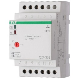 Реле контроля наличия фаз CZF-332 (монтаж на DIN-рейке 35мм; регулировка порога отключения; 3х400/23