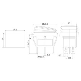 Выключатель клавишный 250В 15А (4с) ON-OFF красн. с подсветкой ВЛАГОЗАЩИТА (RWB-507) блист. Rexant 0