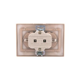 Розетка 2-м СП Mira 16А IP20 с заземл. со вставкой керамика свет. корич. перламутр. LEZARD 701-3131-