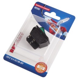 Выключатель клавишный 250В 16А (4с) ON-OFF зел. с подсветкой (RWB-502 SC-767 IRS-201-1) блист. Rexan