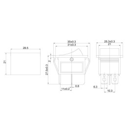 Выключатель клавишный 250В 16А (4с) ON-OFF син. с подсветкой (RWB-502 SC-767 IRS-201-1) блист. Rexan