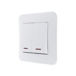 Выключатель 2-кл. 1п СП Karina 10А IP20 с подсветкой механизм бел. LEZARD 707-0288-112