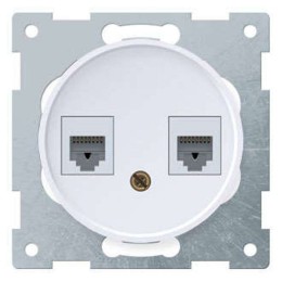 Розетка компьютерная + телефонная 2-м СП Florence RJ45 + RJ11 кат.5E механизм бел. (1E20801300) OneK