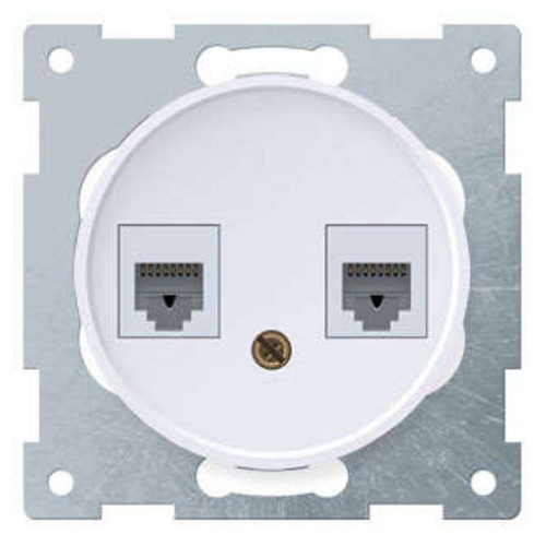 Розетка компьютерная + телефонная 2-м СП Florence RJ45 + RJ11 кат.5E механизм бел. (1E20801300) OneK
