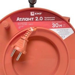 Удлинитель на катушке 1х30м без заземл. 10А IP20 Атлант 2.0 2.2кВт ПВС 2х1 PROxima EKF UKA02-10-210-