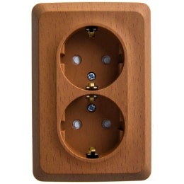 Розетка угловая 2-м ОП Этюд 16А IP20 250В с заземл. защ. шторки бук SE PA16-108T