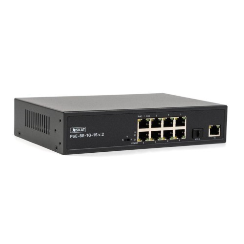 Коммутатор SKAT PoE-8E-1G-1S v.2 PoE Plus 120Вт порты: 8-Ethernet 1-Uplink 1-SFP Бастион 4074