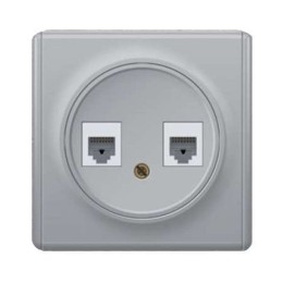 Розетка компьютерная + телефонная 2-м СП Florence RJ45 + RJ11 кат.5E механизм сер. (1E20801302) OneK