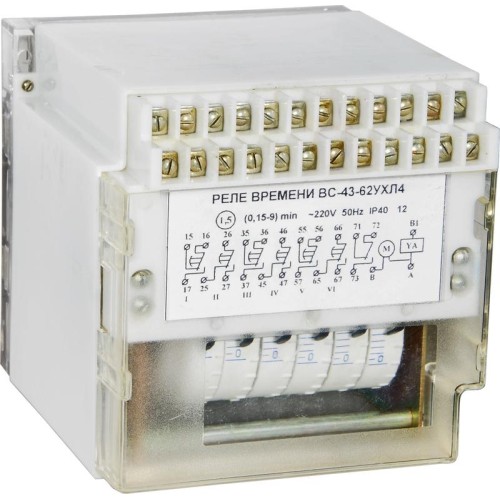 Реле времени ВС-43-6-1 УХЛ4 110В 50Гц 1-60с 6-цепн. с независ. регул. выдержки времени для каждой це