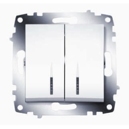 Выключатель 2-кл. 1мод. СП Cosmo 10А IP20 с подсветкой механизм бел. ABB 619-010200-203