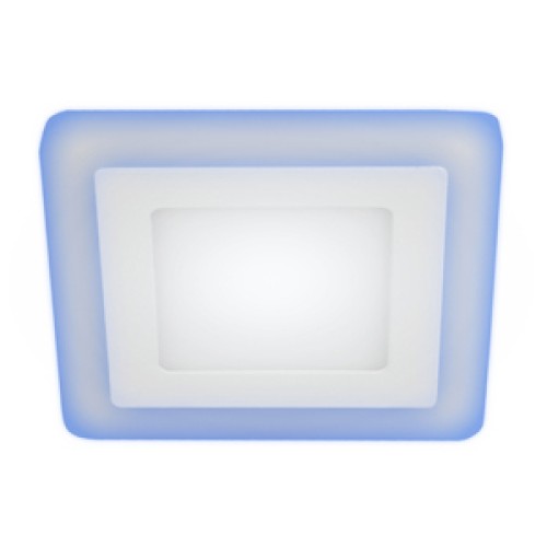 ЭРА LED 4-9 BL Светильник светодиодный квадратный c cиней подсветкой LED 9W 540LM 220V 4000K