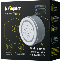 Датчик температуры и влажности умный 14 552 Smart Home NSH-SNR-TH01-WiFi NAVIGATOR 14552