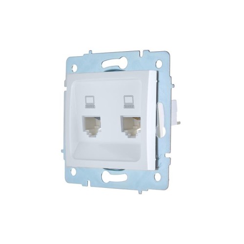 Розетка компьютерная 2-м СП ASTI IP20 RJ45 механизм бел. LEZARD 7081-0288-141