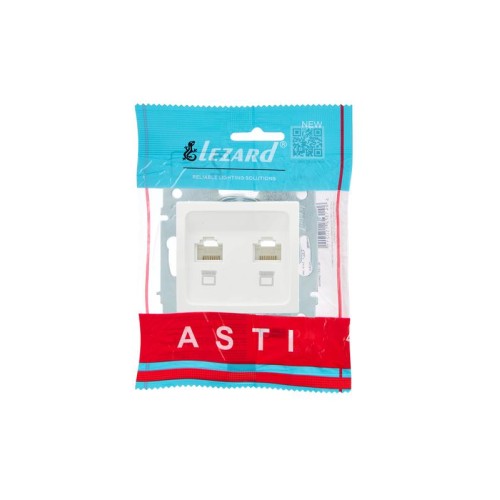 Розетка компьютерная 2-м СП ASTI IP20 RJ45 механизм бел. LEZARD 7081-0288-141