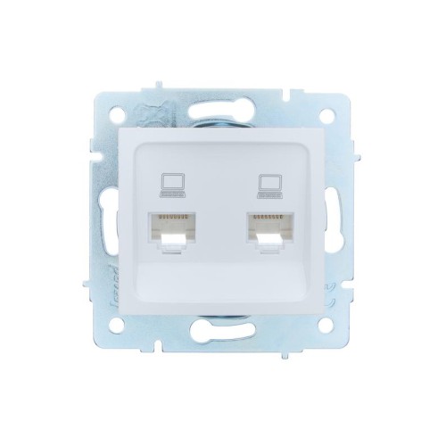 Розетка компьютерная 2-м СП ASTI IP20 RJ45 механизм бел. LEZARD 7081-0288-141