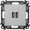 Устройство зарядное Valena Life с 2-мя USB-разъемами 240В/5В 1500мА с лиц. панелью алюм. Leg 753612
