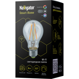 Лампа 80 554 Smart Home NLL-F-A60-8-230-WWW-E27-WIFI Navigator 80554