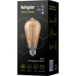Лампа 80 555 Smart Home NLL-F-ST64-8-230-WWW-E27-GD-WIFI Navigator 80555