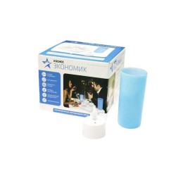 Свеча светодиодная восковая LR04 BLUE (набор голуб. 4шт стаканчики свечки заряд. устр.) (уп.4шт) Кос