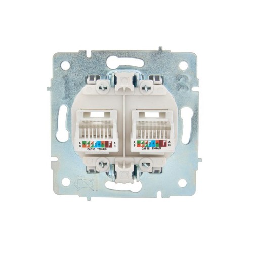 Розетка компьютерная 2-м СП ASTI IP20 RJ45 механизм жемчуж./бел. перламутр. LEZARD 7081-3088-141