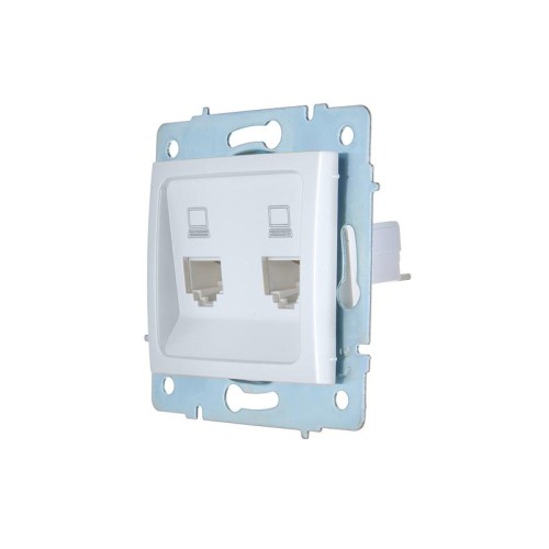 Розетка компьютерная 2-м СП ASTI IP20 RJ45 механизм жемчуж./бел. перламутр. LEZARD 7081-3088-141