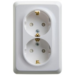 Розетка 2-м СП Этюд 16А IP20 250В с заземл. защ. шторки бел. SE PC16-108B