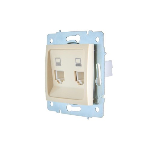 Розетка компьютерная 2-м СП ASTI IP20 RJ45 механизм крем. LEZARD 7081-0388-141