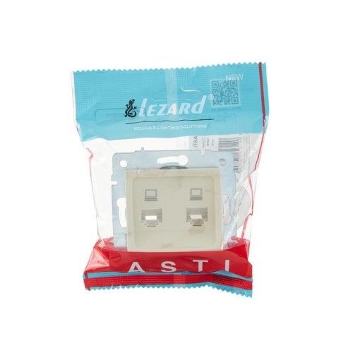 Розетка компьютерная 2-м СП ASTI IP20 RJ45 механизм крем. LEZARD 7081-0388-141