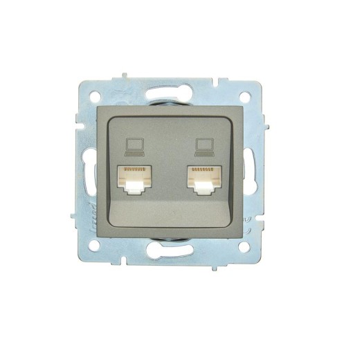 Розетка компьютерная 2-м СП ASTI IP20 RJ45 механизм платина. LEZARD 7081-3588-141