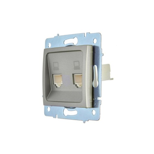 Розетка компьютерная 2-м СП ASTI IP20 RJ45 механизм платина. LEZARD 7081-3588-141