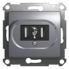 Розетка USB 1-м СП Glossa механизм алюм. SchE GSL000332