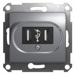 Розетка USB 1-м СП Glossa механизм алюм. SchE GSL000332