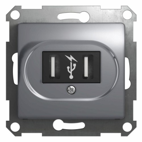 Розетка USB 1-м СП Glossa механизм алюм. SchE GSL000332