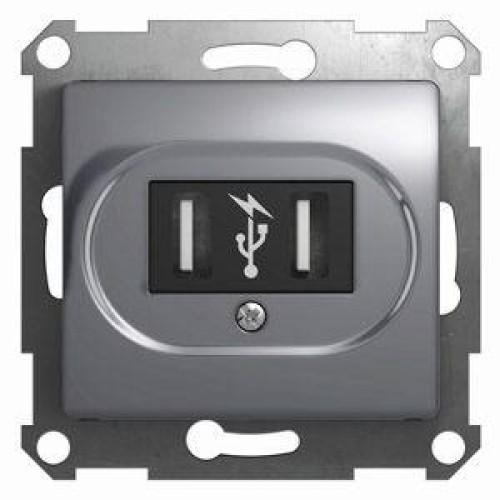 Розетка USB 1-м СП Glossa механизм алюм. SchE GSL000332