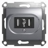 Розетка USB 1-м СП Glossa механизм алюм. SchE GSL000332