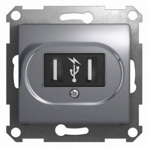 Розетка USB 1-м СП Glossa механизм алюм. SchE GSL000332
