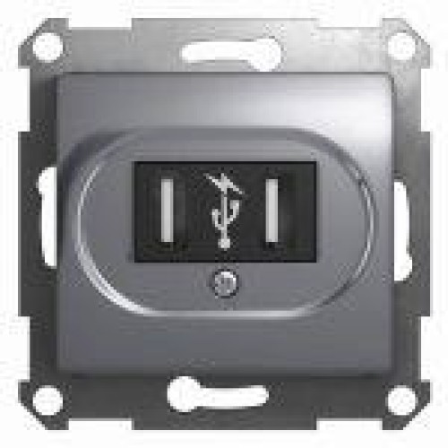 Розетка USB 1-м СП Glossa механизм алюм. SchE GSL000332