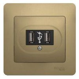 Розетка USB 1-м СП Glossa механизм титан SchE GSL000432