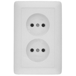 Розетка 2-м СП Прима 10А IP20 без заземл. бел. SchE RS10-407-B