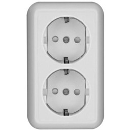 Розетка 2-м ОП Прима 16А IP20 250В с заземл. защ. шторки бел. (опт. упак.) SchE RA16-757-B