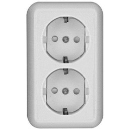 Розетка 2-м ОП Прима 16А IP20 250В с заземл. защ. шторки бел. (опт. упак.) SchE RA16-757-B