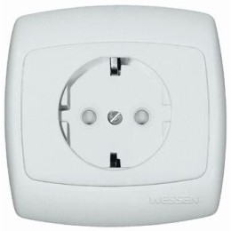 Розетка 1-м СП Рондо 16А IP20 250В с заземл. без защ. шторок евро стандарт бел. SchE RS16-264-BI