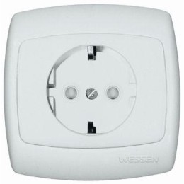 Розетка 1-м СП Рондо 16А IP20 250В с заземл. без защ. шторок евро стандарт бел. SchE RS16-264-BI