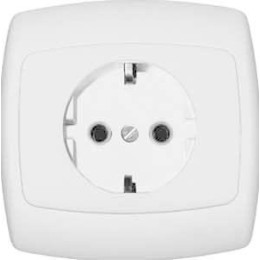 Розетка 1-м СП Рондо 16А IP20 250В с заземл. без защ. шторок евро стандарт бел. SchE RS16-264-BI