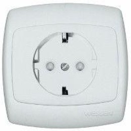 Розетка 1-м СП Рондо 16А IP20 250В с заземл. без защ. шторок евро стандарт бел. SchE RS16-264-BI