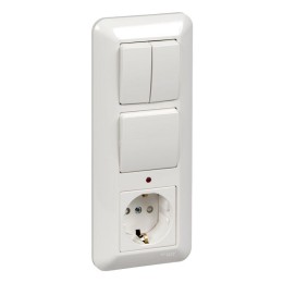 Блок СП Прима (2кл+1кл выкл+роз. с заземл.) (опт. упак) бел. SchE BK2VR-006A-B