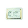 Розетка 2-м СП Mimoza 16А IP20 без заземл. бел./зол. Makel 12217