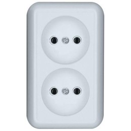 Розетка 2-м ОП Прима 10А IP20 без заземл. бел. SchE RA10-403-B