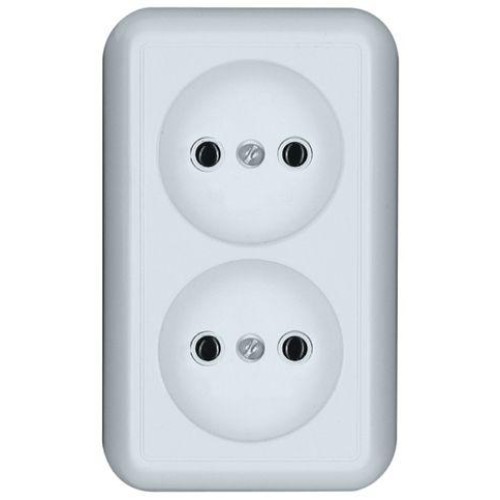 Розетка 2-м ОП Прима 10А IP20 без заземл. бел. SchE RA10-403-B